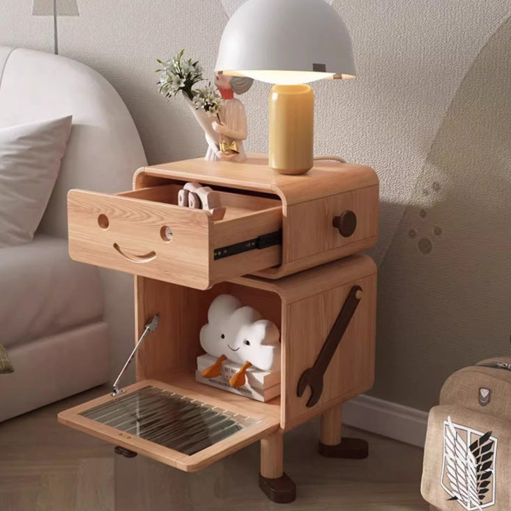 Contemporary Solid Wood 1-Drawer Nightstand