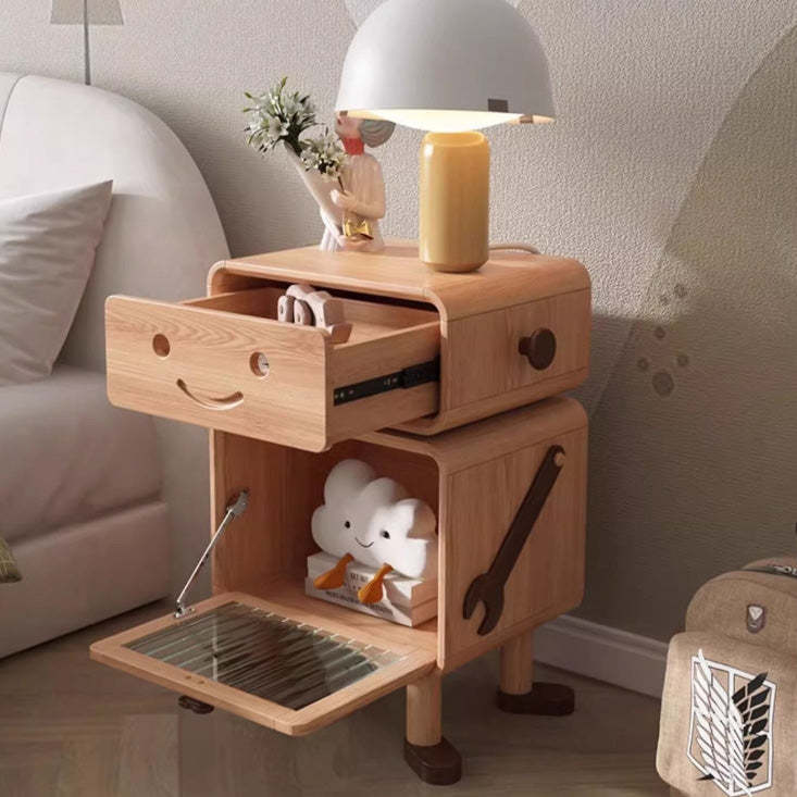 Contemporary Solid Wood 1-Drawer Nightstand