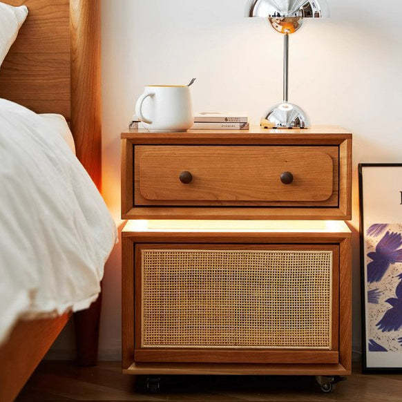 Minimalist Cherry Wood Robot Nightstand