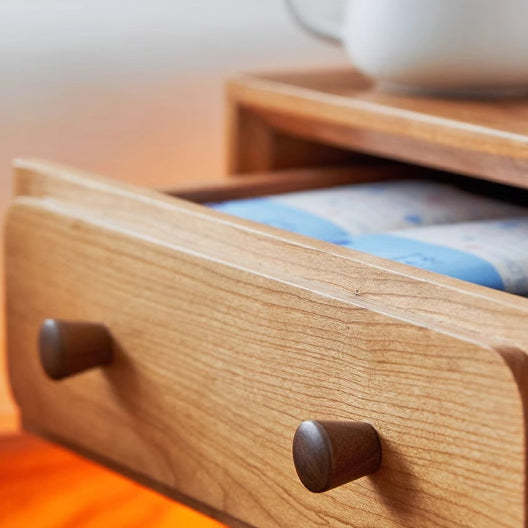 Minimalist Cherry Wood Robot Nightstand