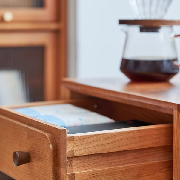 Minimalist Cherry Wood Robot Nightstand