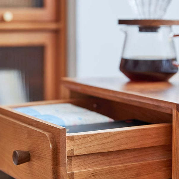 Minimalist Cherry Wood Robot Nightstand