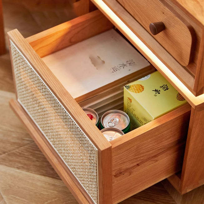 Minimalist Cherry Wood Robot Nightstand