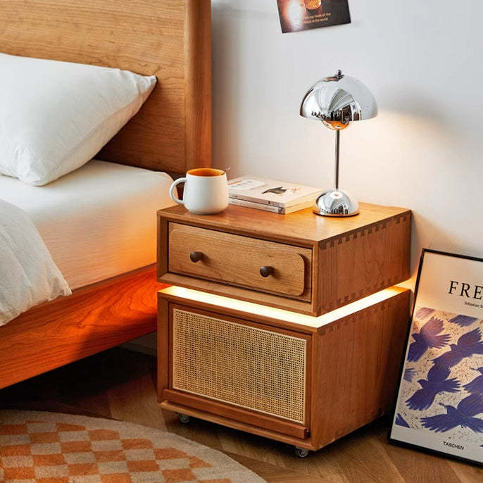 Minimalist Cherry Wood Robot Nightstand