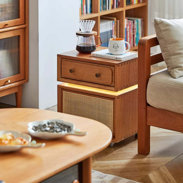 Minimalist Cherry Wood Robot Nightstand