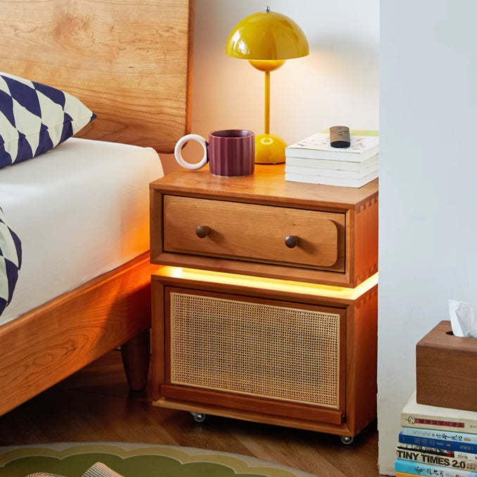 Minimalist Cherry Wood Robot Nightstand