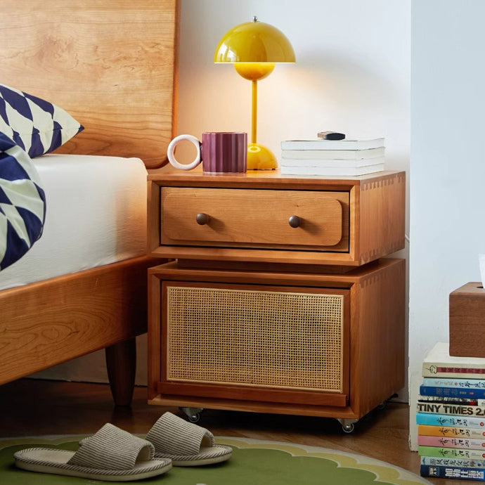 Minimalist Cherry Wood Robot Nightstand