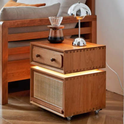 Minimalist Cherry Wood Robot Nightstand