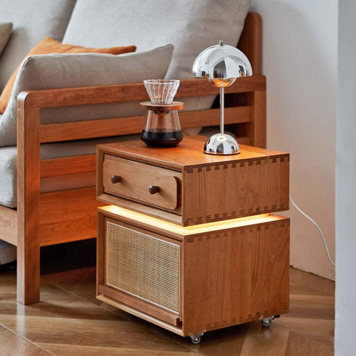 Minimalist Cherry Wood Robot Nightstand