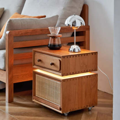 Minimalist Cherry Wood Robot Nightstand
