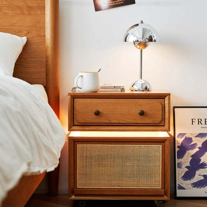Minimalist Cherry Wood Robot Nightstand