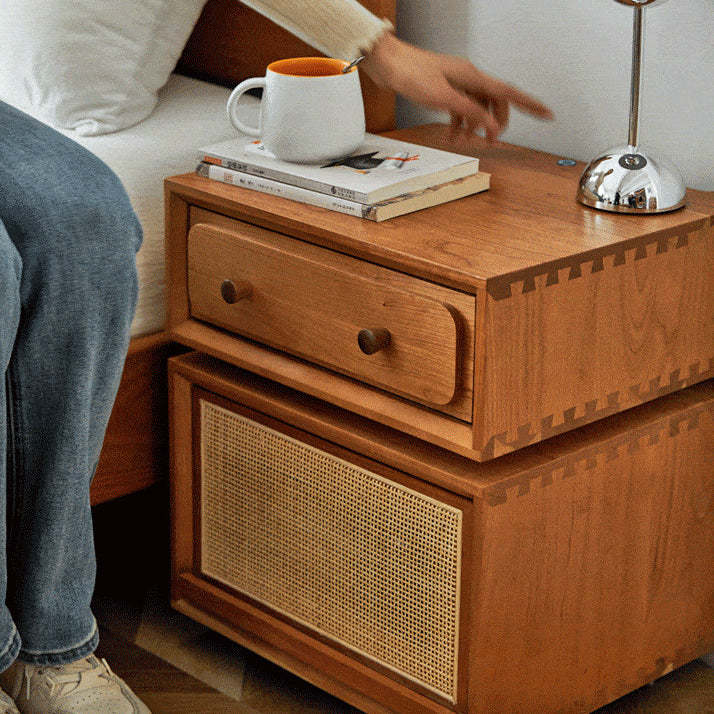 Minimalist Cherry Wood Robot Nightstand