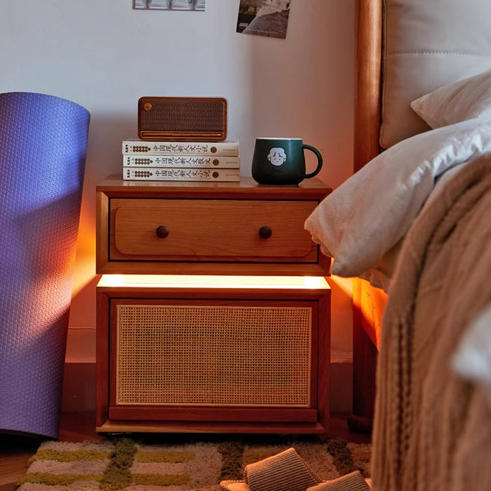 Minimalist Cherry Wood Robot Nightstand