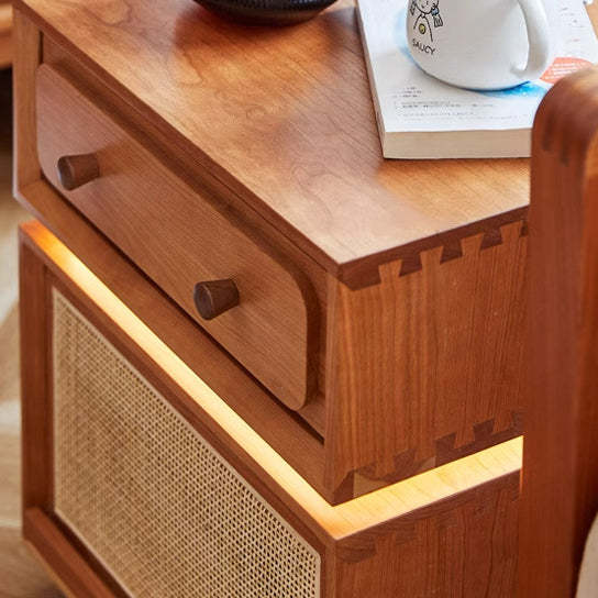 Minimalist Cherry Wood Robot Nightstand