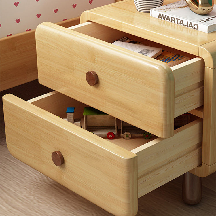 Rounded Cylinder Wood Nightstand 1/2-Drawer