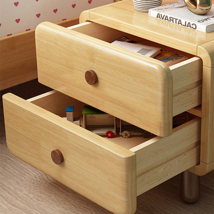 Rounded Cylinder Wood Nightstand 1/2-Drawer