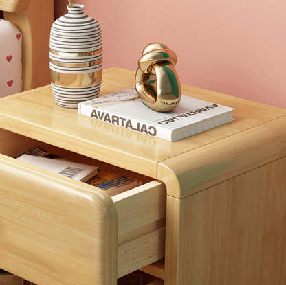 Rounded Cylinder Wood Nightstand 1/2-Drawer