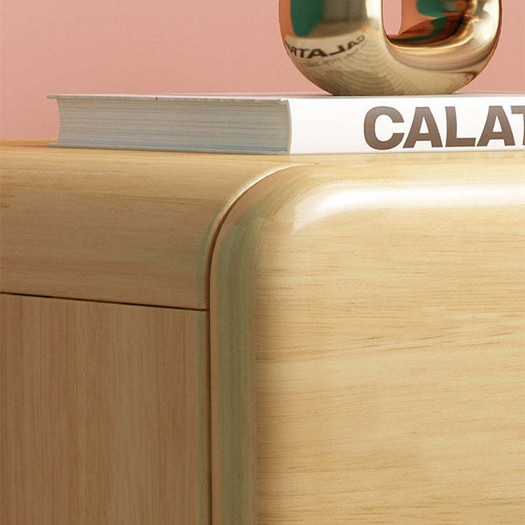 Rounded Cylinder Wood Nightstand 1/2-Drawer