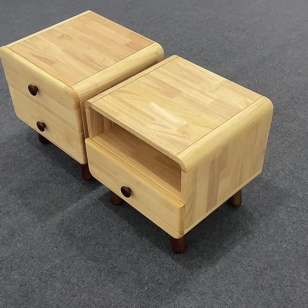Rounded Cylinder Wood Nightstand 1/2-Drawer