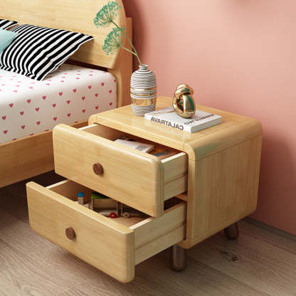 Rounded Cylinder Wood Nightstand 1/2-Drawer