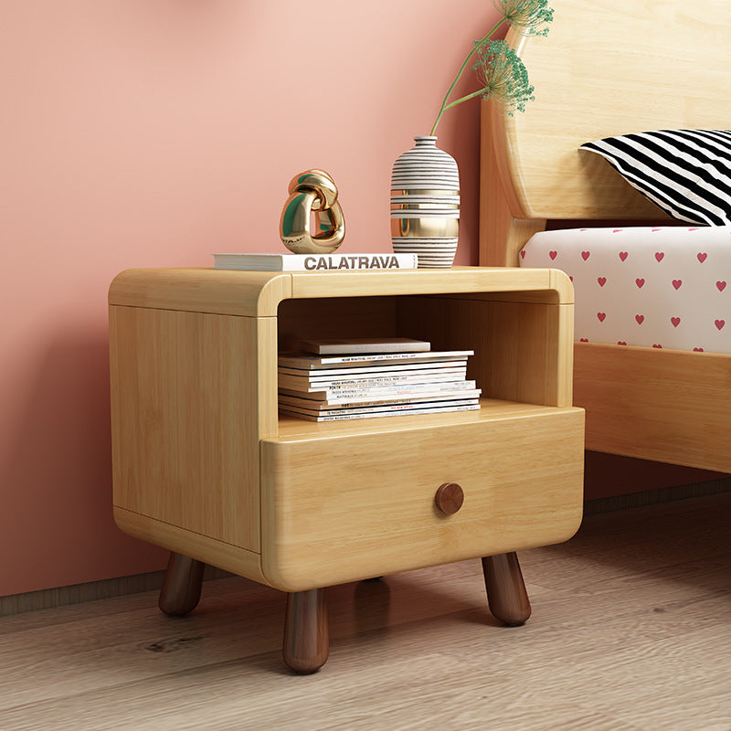 Rounded Cylinder Wood Nightstand 1/2-Drawer — 1