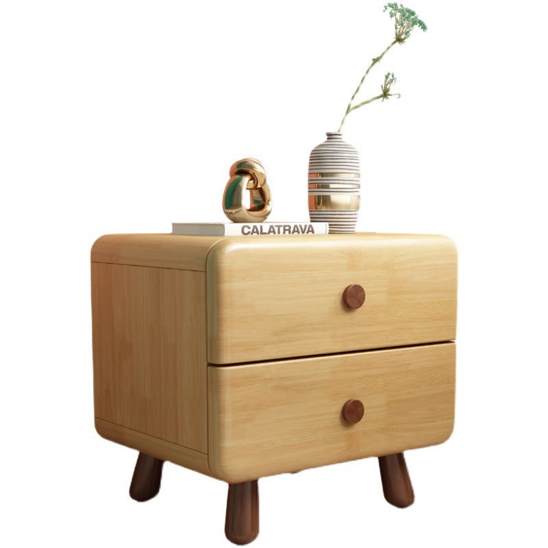 Rounded Cylinder Wood Nightstand 1/2-Drawer
