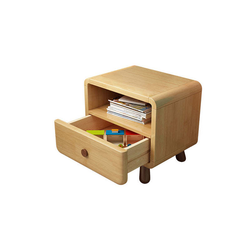 Rounded Cylinder Wood Nightstand 1/2-Drawer