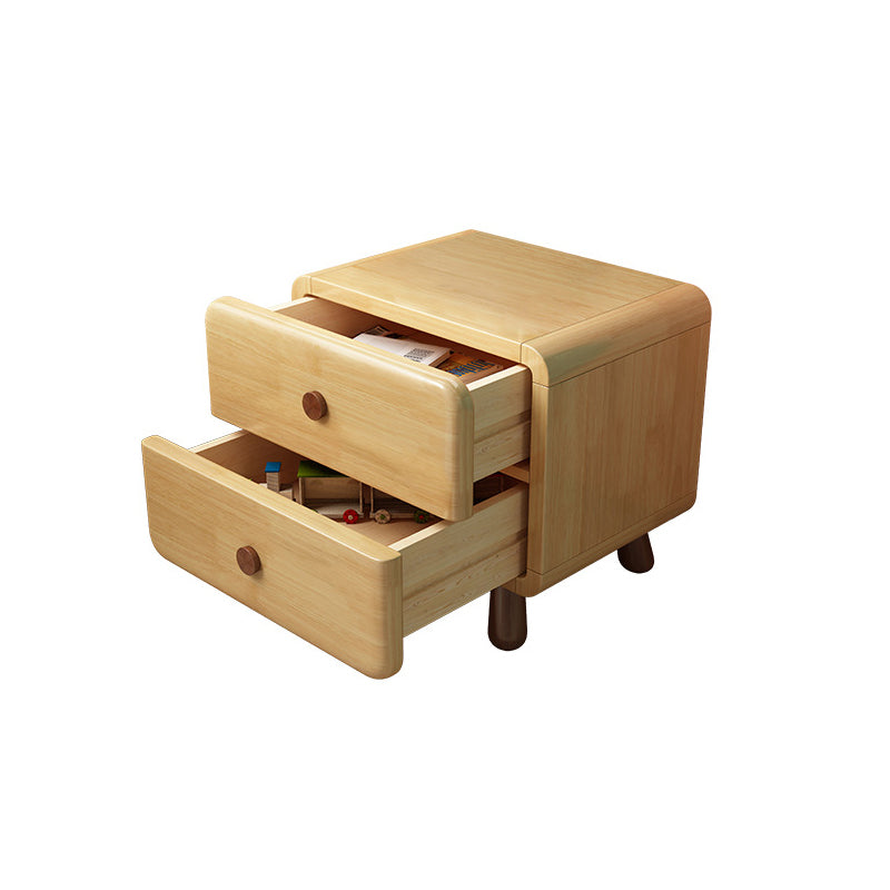 Rounded Cylinder Wood Nightstand 1/2-Drawer