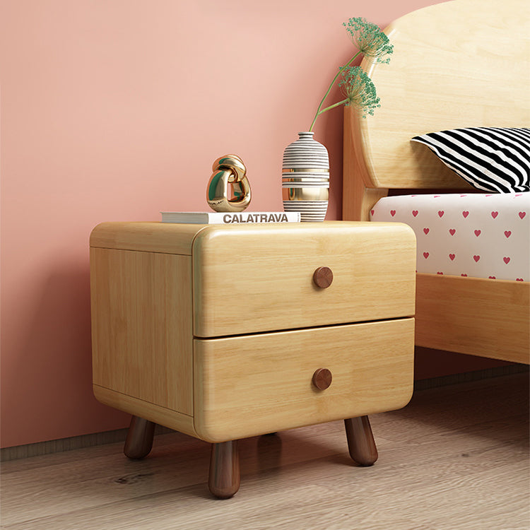 Rounded Cylinder Wood Nightstand 1/2-Drawer