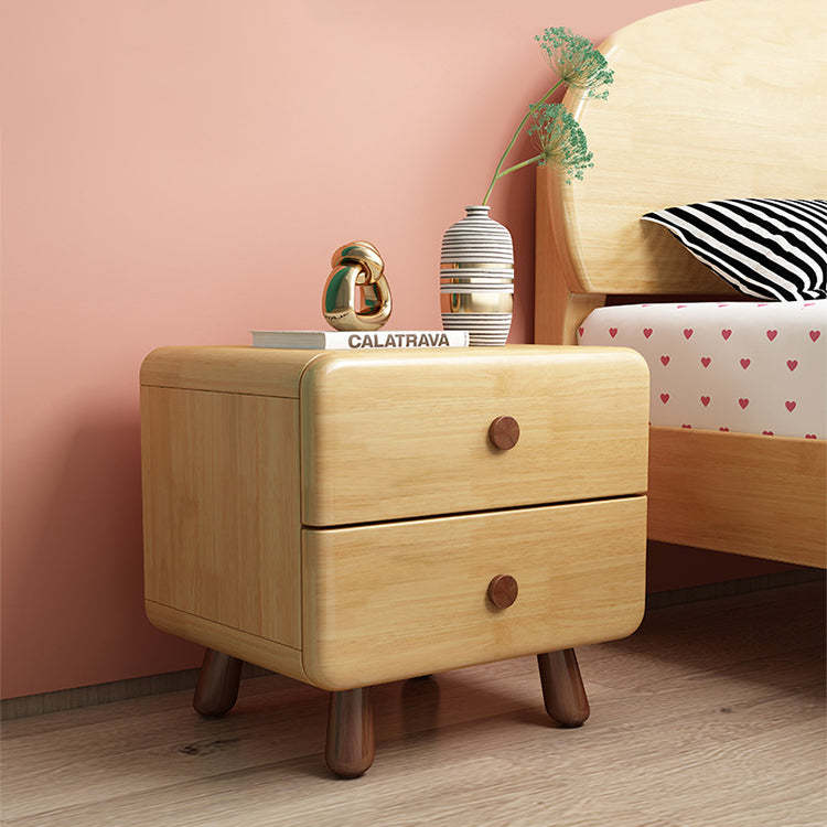 Rounded Cylinder Wood Nightstand 1/2-Drawer