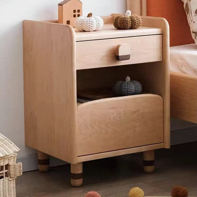 Lighom cherry 2-tier wood nightstands for bedroom