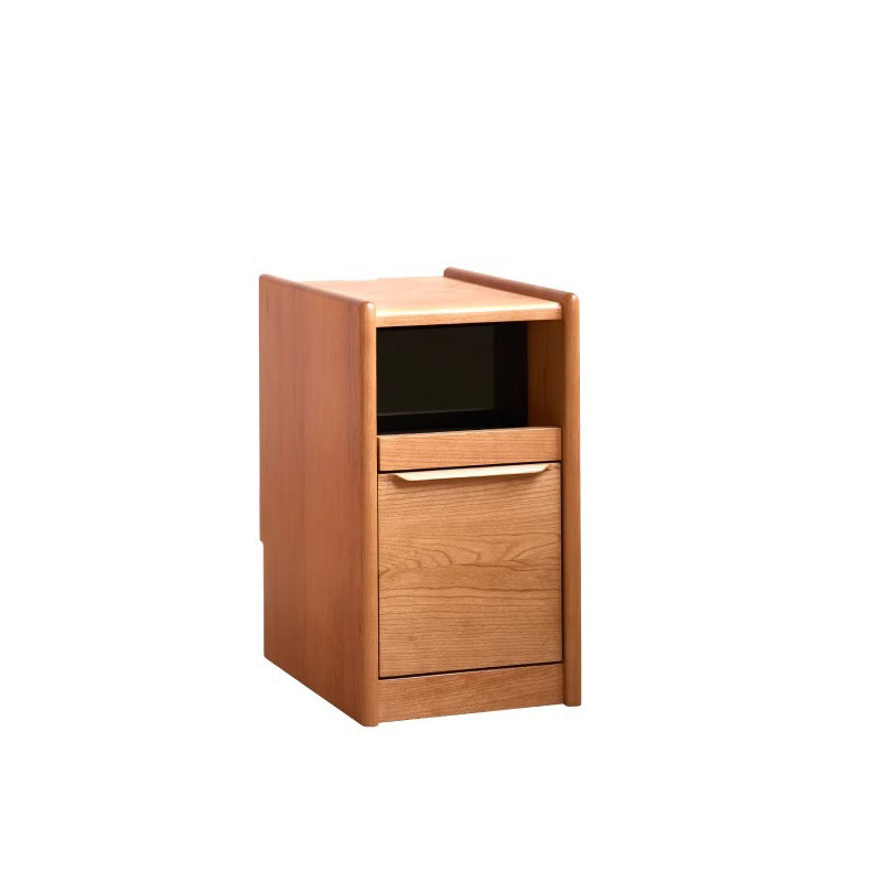 Minimalist Cherry Wood Rounded Nightstand 2-Tier