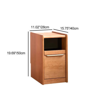 Minimalist Cherry Wood Rounded Nightstand 2-Tier