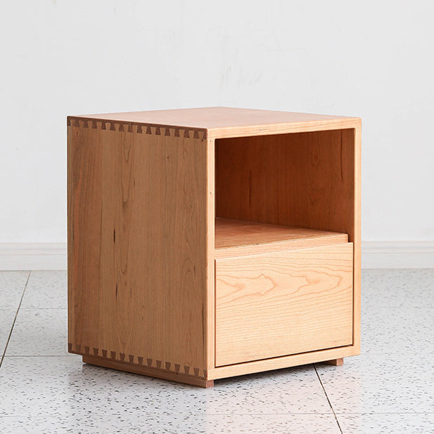Japanese Red Oak Walnut Nightstand 1-Drawer