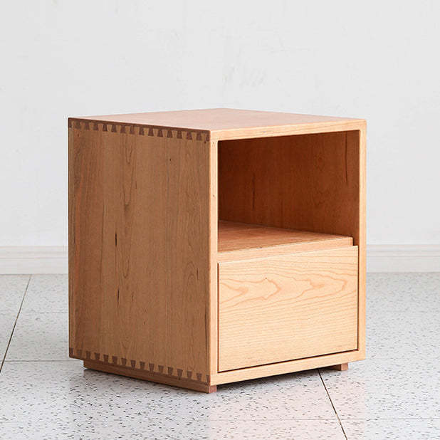 Japanese Red Oak Walnut Nightstand 1-Drawer