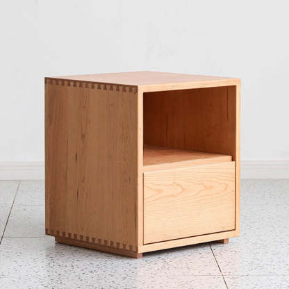 Japanese Red Oak Walnut Nightstand 1-Drawer