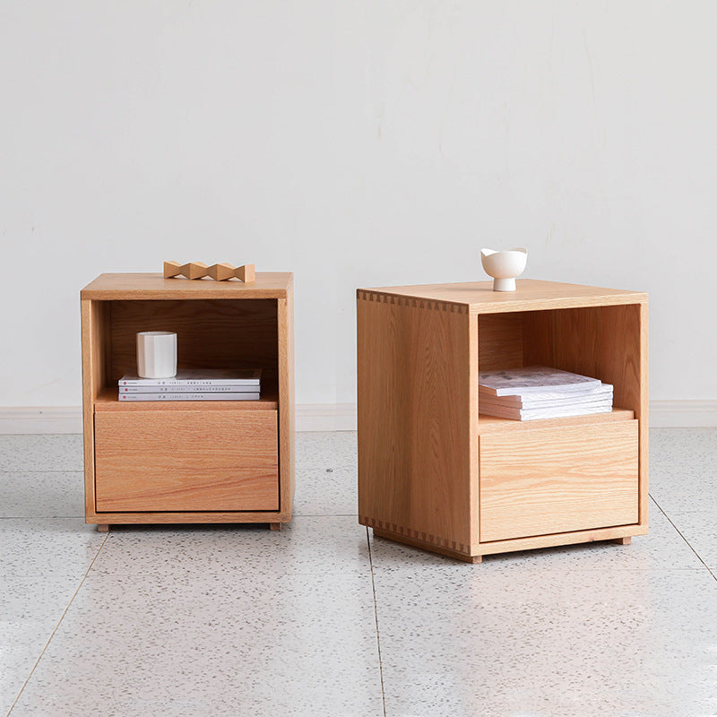 Japanese Red Oak Walnut Nightstand 1-Drawer — Black Walnut