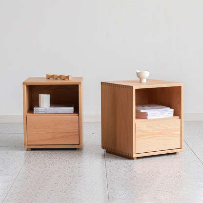 Japanese Red Oak Walnut Nightstand 1-Drawer — Black Walnut