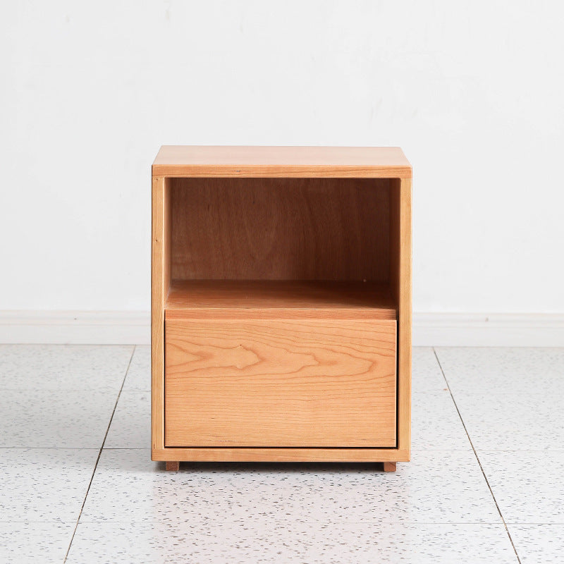 Japanese Red Oak Walnut Nightstand 1-Drawer