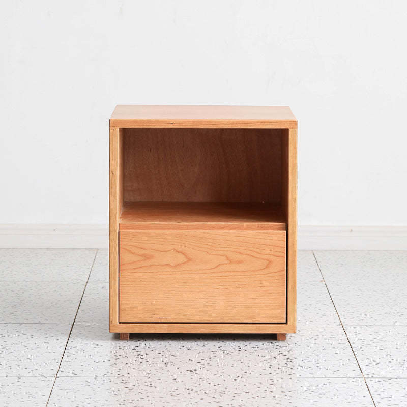 Japanese Red Oak Walnut Nightstand 1-Drawer