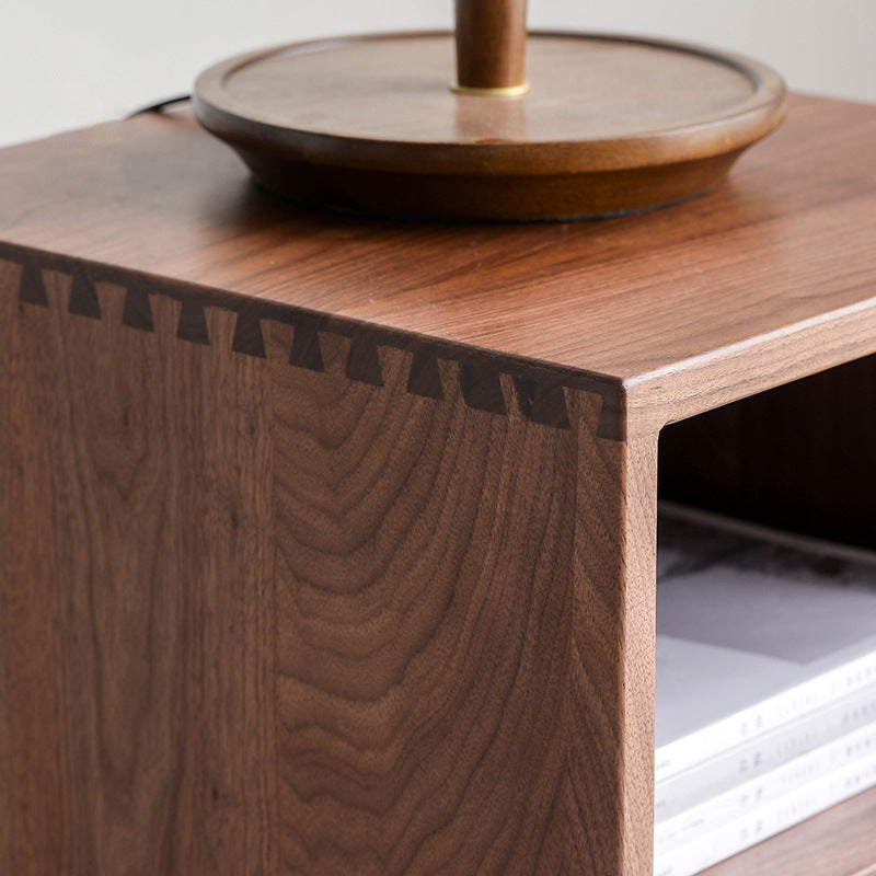 Japanese Red Oak Walnut Nightstand 1-Drawer