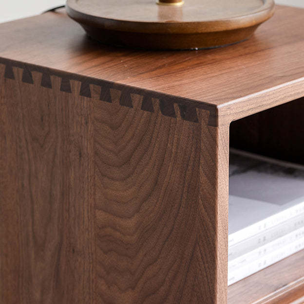 Japanese Red Oak Walnut Nightstand 1-Drawer