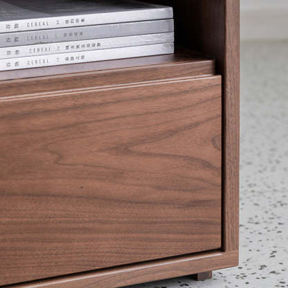 Japanese Red Oak Walnut Nightstand 1-Drawer