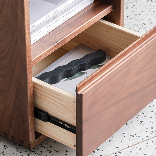 Japanese Red Oak Walnut Nightstand 1-Drawer
