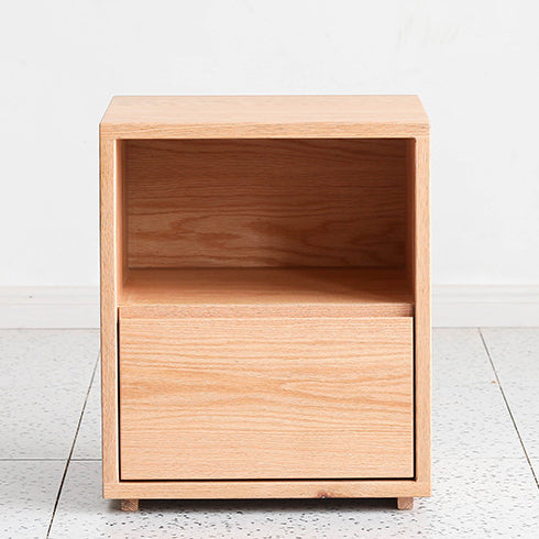 Japanese Red Oak Walnut Nightstand 1-Drawer
