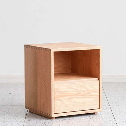 Japanese Red Oak Walnut Nightstand 1-Drawer