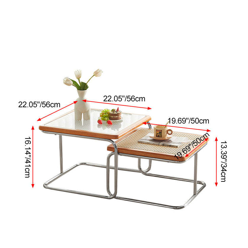 Contemporary Tempered Glass 1-Tier End Table — Cherry Color