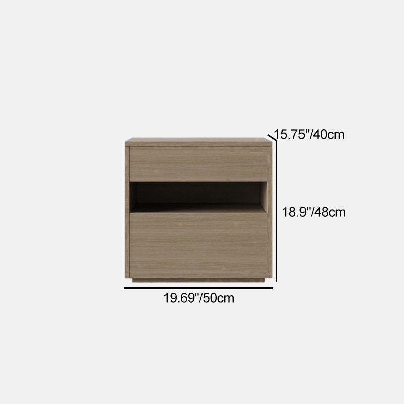 Minimalist Wood Square Nightstand 2-Drawer — Black
