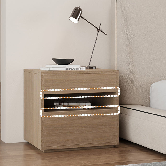 Minimalist Wood Square Nightstand 2-Drawer