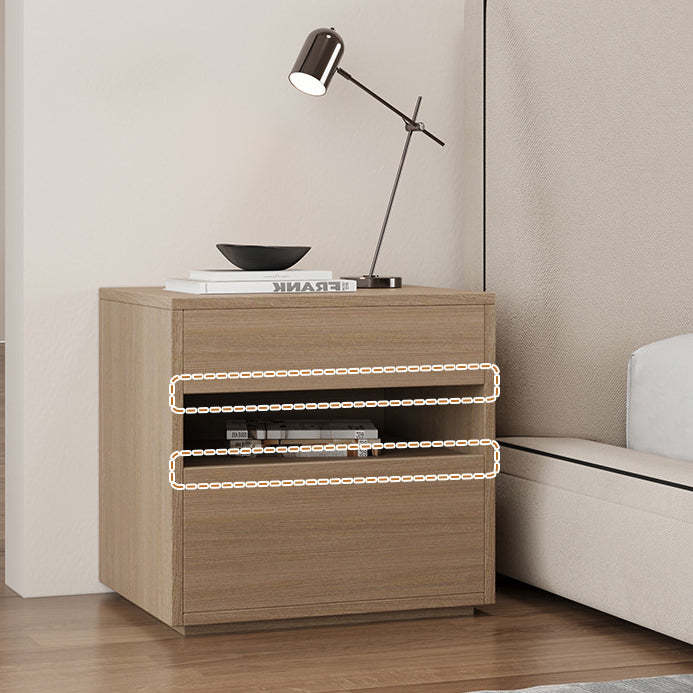 Minimalist Wood Square Nightstand 2-Drawer